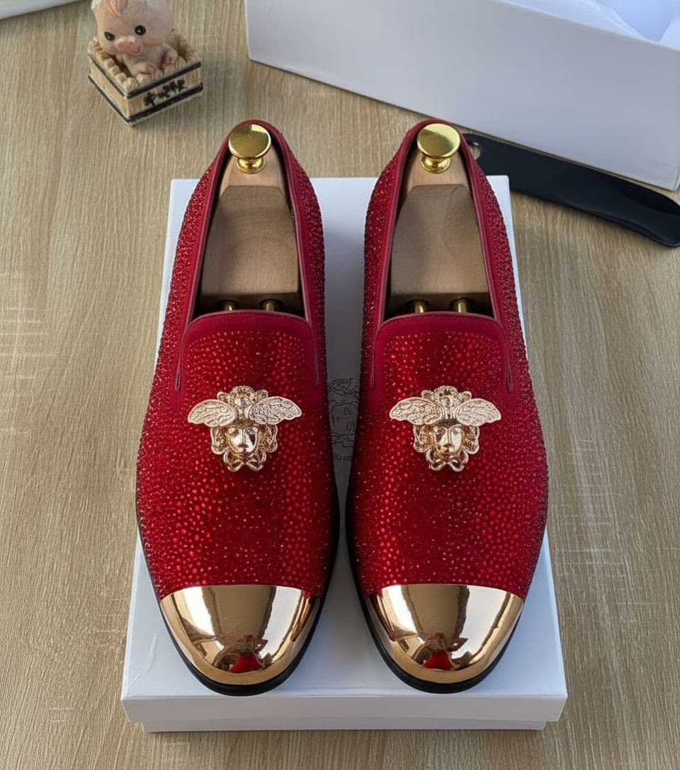 Men's Embellished Slip-On Loafers with Metallic Accents