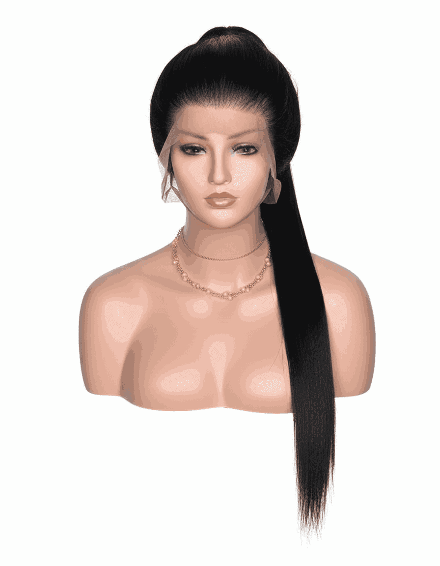 Sleek Long Straight Human Hair Ponytail Wig